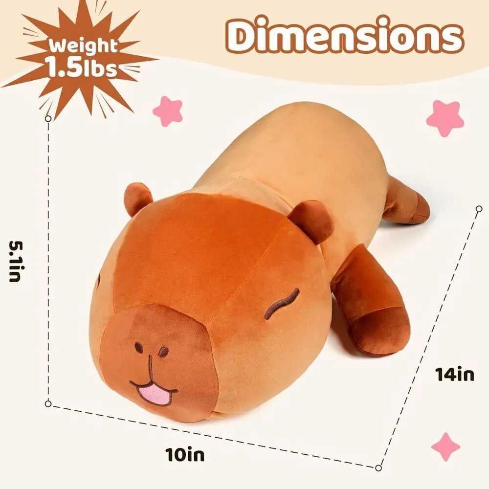 14in Cute Capybara Weighted Stuffed Animal with Beads Soft Sensory Plush Pillow
